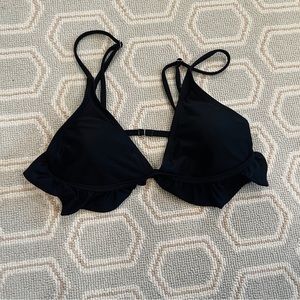 Zaful Triangle Ruffle Bikini Top in Black